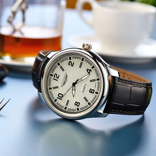 Luckacco Top Brand Man Wristwatch Luxury Business Waterproof Men Watch For Men Quartz Clock Leather Men's Watches reloj+Box Men's Gift