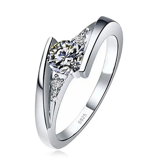 Luckacco 2024 Cute Female Small Round Zircon Stone Ring Vintage Silver Color Wedding Jewelry Promise Crystal Engagement Rings For Women