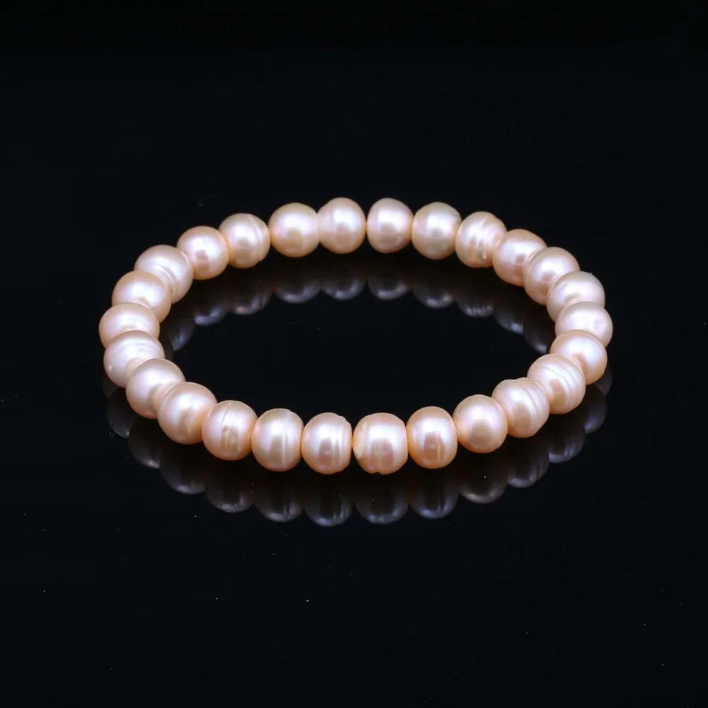 luckacco high quality 6-7 mm freshwater irregular pearl bracelets natural pearl bracelet for women pearl bracelet