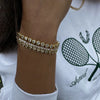 Luckacco Uworld Fashion Trend Zircon Heart Tennis Chain Bracelet 18K Gold Color Plated Stainless Steel Round Chain Stackable Bracelet Wom