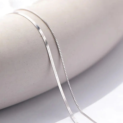 Luckacco 2023 S925 Silver Double Layer Box Chain Snake Clavicle Chain Necklace Female Fashion Hip-hop Retro Unique Design Fine Jewelry