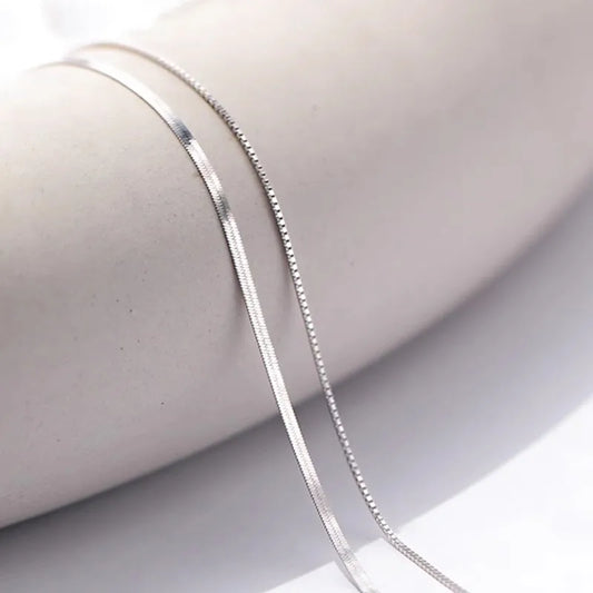 Luckacco 2023 S925 Silver Double Layer Box Chain Snake Clavicle Chain Necklace Female Fashion Hip-hop Retro Unique Design Fine Jewelry