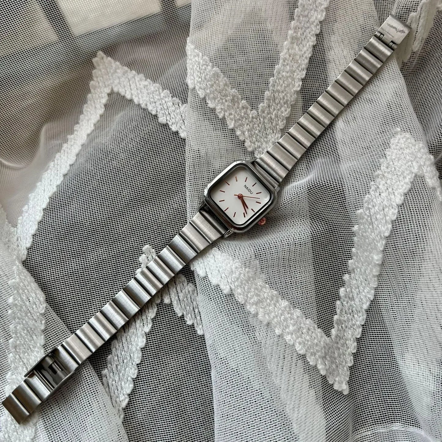 luckacco hot sale women quartz watch square dial stainless steel bamboo strap casual fashion wristwatch reloj de mujer