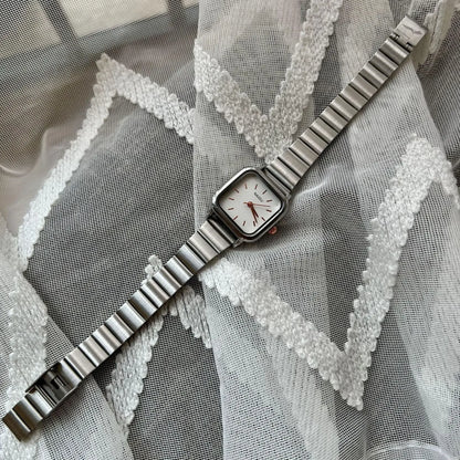 Luckacco Hot Sale Women Quartz Watch Square Dial Stainless Steel Bamboo Strap Casual Fashion Wristwatch Reloj De Mujer