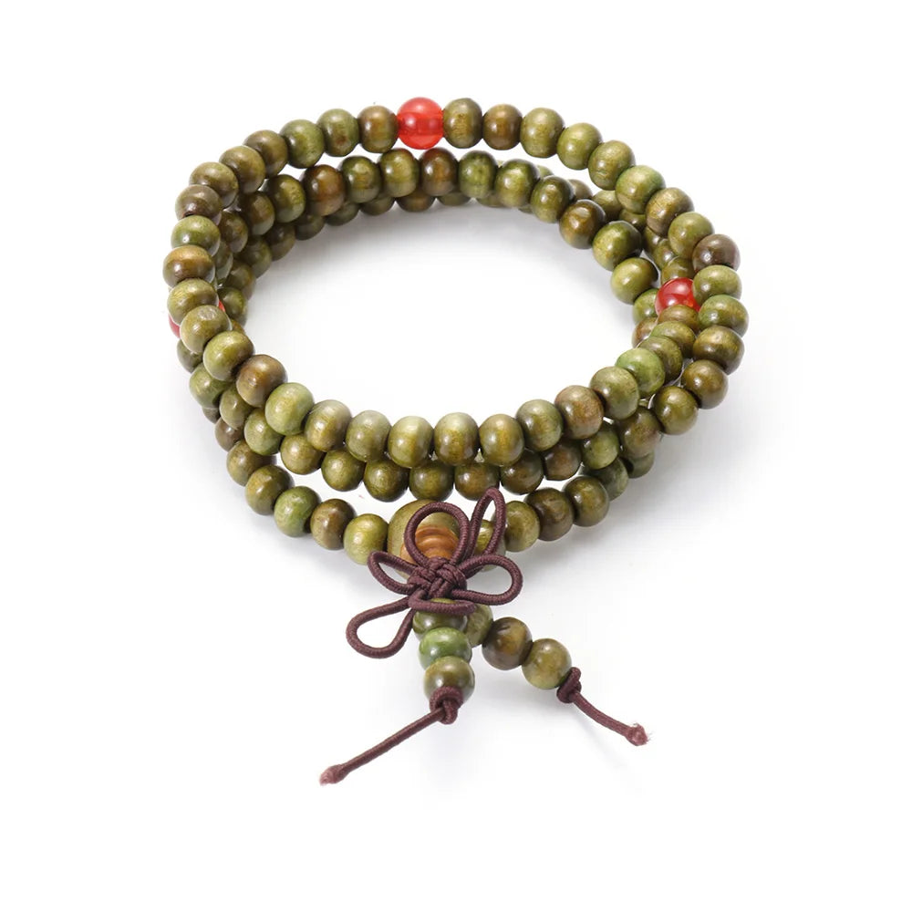 luckacco 1pc wood bead new buddha bracelet buddhist  bangle prayer beads copper coin women men lucky religion bracelets charm jewelry