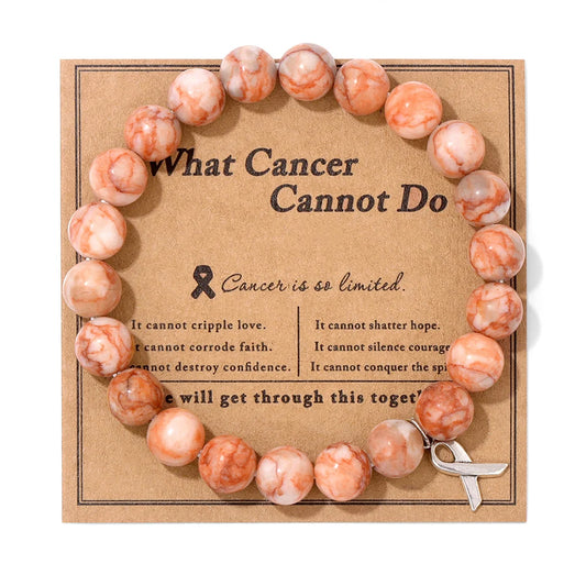 Luckacco Handmade Cat Eye Stone Bracelet Opal Quartz Pink Ribbon Beads Charm Bracelets for Women Breast Cancer Awareness Jewelry Gift