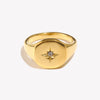 Luckacco E.B.belle Aspect North Star Seal Ring Silver Color Waterproof 316L Stainless Steel Jewelry 18K Gold Plated Accessories