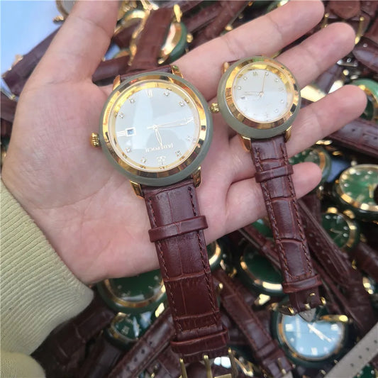 Luckacco Natural Green Men'S And Women'S Hetian White Jade Watch