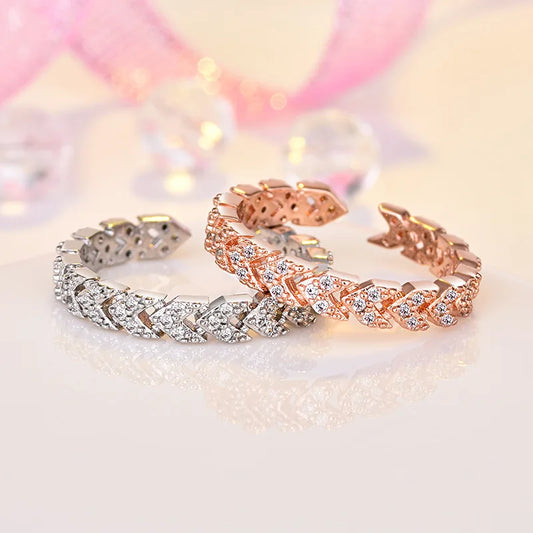 Luckacco 925 Sterling Silver Zircon Adjustable Ring Simple Fashion Exquisite Student Girlfriend Jewelry Accessories Wedding Party