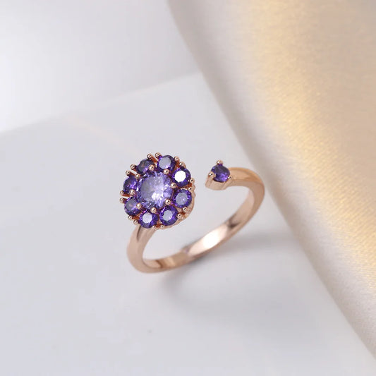 Luckacco Luxury Zircon Four-leaf Clover Rotating Ring Lucky Transfer Jewelry Gift for Children Tik Tok Same Style for Women for Friends