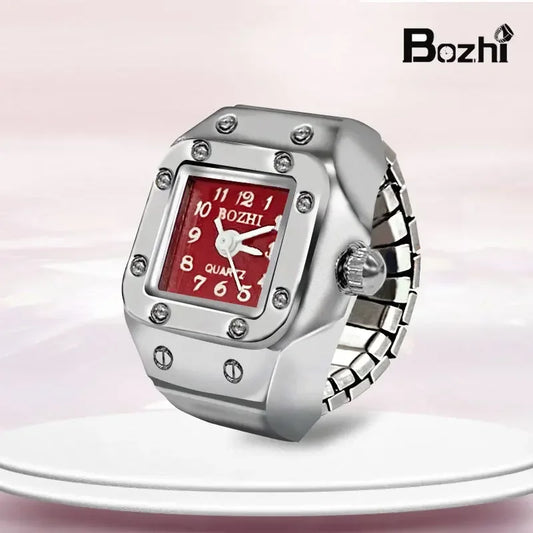 Luckacco Vintage Punk Quartz Finger Watch Ring for Women Men Couple Rings Digital Watches Elastic Stretchy Finger Band Ring Jewelry Clock