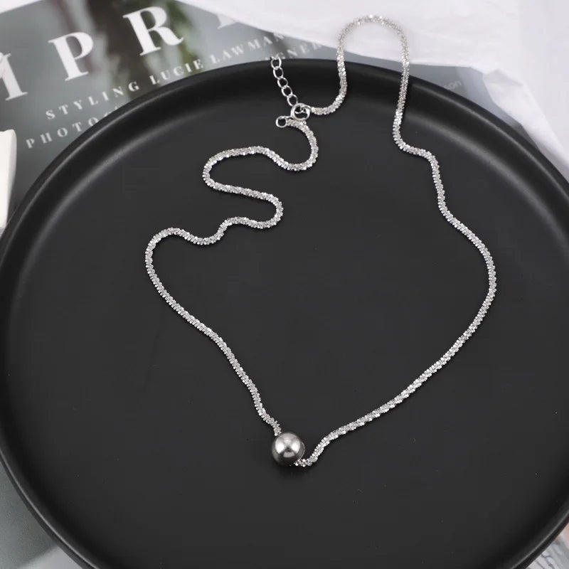 luckacco new s925 silver sparkling necklace women trendy ball clavicle chain choker girls korean wedding party fine jewelry accessories