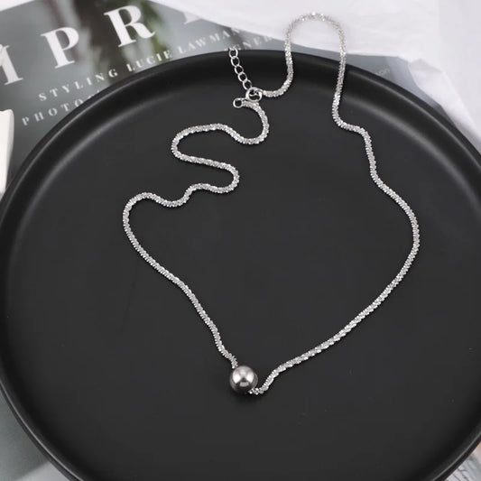Luckacco New S925 Silver Sparkling Necklace Women Trendy Ball Clavicle Chain Choker Girls Korean Wedding Party Fine Jewelry Accessories