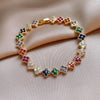 Luckacco Classic Fashion Colored Crystal Flower Lucky Bracelet Women Personalized New Stainless Steel Bracelet Party Jewelry Accessories