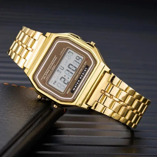Luckacco Fashion Mens Watch Digital Led Luxury Stainless Steel Square Wristwatch Electronic Watches for Men Female Clock Reloj Hombre