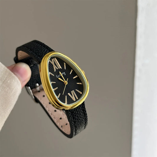 Luckacco Luxury Brand Women Snake Dial Watch Ladies Fashion Red Leather Strap Quartz Wristwatch Female Gift  Clock Relogio