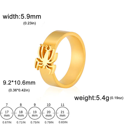 Luckacco Unift Women Stainless Steel Charms Rings Flower Leaf Spider Paw Pendant Finger Ring Fashion Minimalist Couple Jewelry