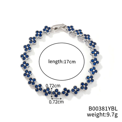Luckacco Classic Fashion Colored Crystal Flower Lucky Bracelet Women Personalized New Stainless Steel Bracelet Party Jewelry Accessories