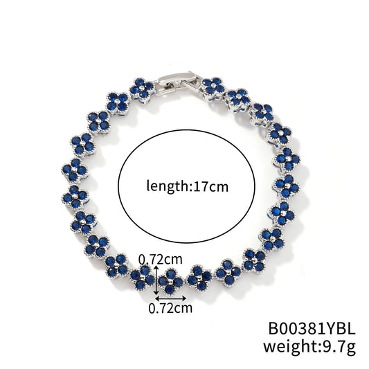 Luckacco Classic Fashion Colored Crystal Flower Lucky Bracelet Women Personalized New Stainless Steel Bracelet Party Jewelry Accessories