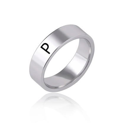 Luckacco Fashion 26 English Initial Letter Ring Stainless Steel Engraved Name Rings For Women Birthday Gifts