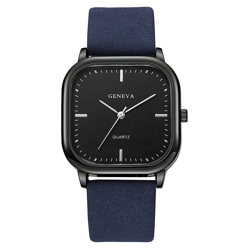 luckacco fashion square dial men watch minimalist casual leather strap quartz wristwatch man clock relogios masculino (without box)