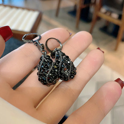 Luckacco Light Luxury Black Crystal Drop-shaped Pendant Earrings for Women Shiny Rhinestone Water Drop Earring Party Jewelry Gift