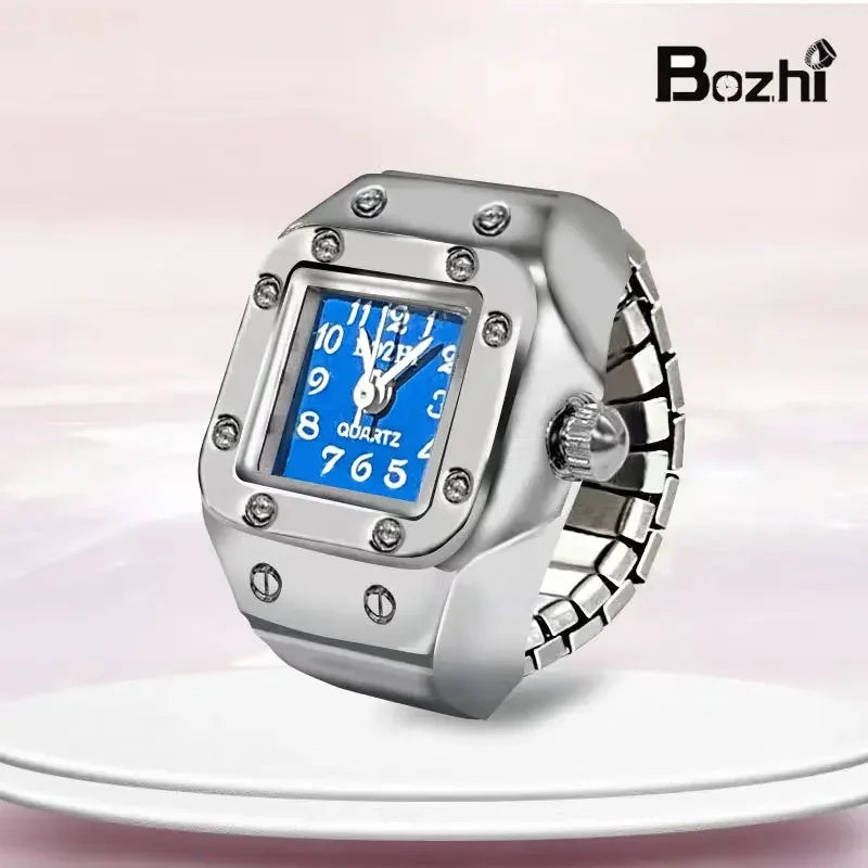 luckacco vintage punk quartz finger watch ring for women men couple rings digital watches elastic stretchy finger band ring jewelry clock