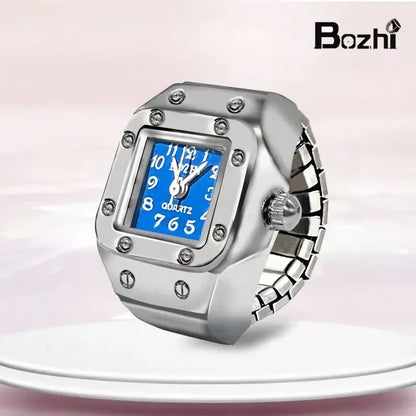 Luckacco Vintage Punk Quartz Finger Watch Ring for Women Men Couple Rings Digital Watches Elastic Stretchy Finger Band Ring Jewelry Clock