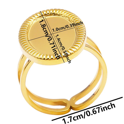Luckacco Oval Square Leaf Heart Sun Base Open Adjustable Ring DIY Rhinestone Oil Drop Stainless Steel Rings For Women Men Jewelry Bagues