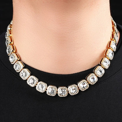 Luckacco HNSP 12MM Ice Chain Necklace Bracelet For Men Women Neck Hip Hop Tennis Chain Jewelry Accessories