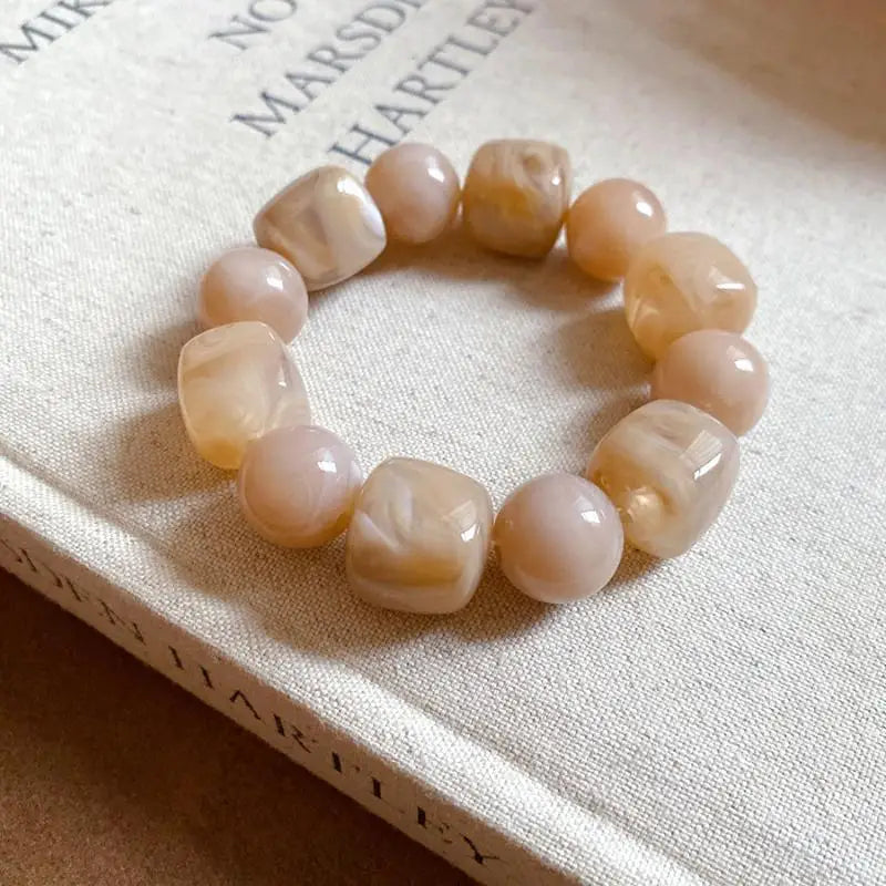 luckacco women's bracelet with square and round acrylic beads; simple european and american inspired design, korean fashion accessory