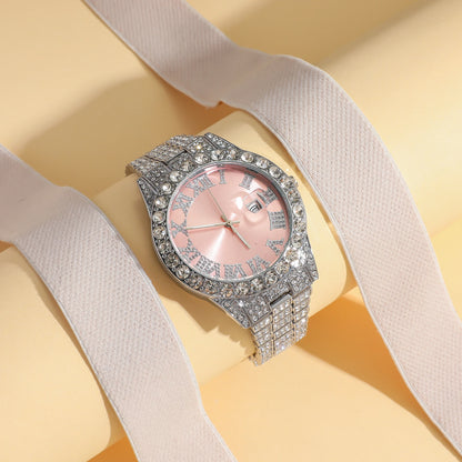 Luckacco New foreign trade explosive diamond-studded Roman fashion with calendar women's watch women's watch women's models