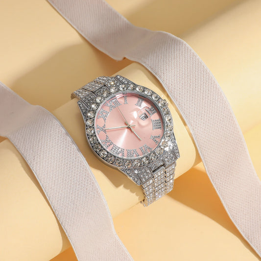 Luckacco New foreign trade explosive diamond-studded Roman fashion with calendar women's watch women's watch women's models