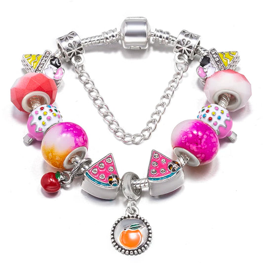 Luckacco BAOPON Spring Styles Butterfly Pansy Beads Charm Bracelets DIY Fine Bracelets For Women Men Fiancee Bijoux Pulseras Jewelry Gift
