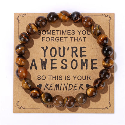 Luckacco Natural Rose Quartzs Bracelets For Women Men Relaxing Anxiety Energy Healing Natural Stone Bead Bracelet With Encouragement Card