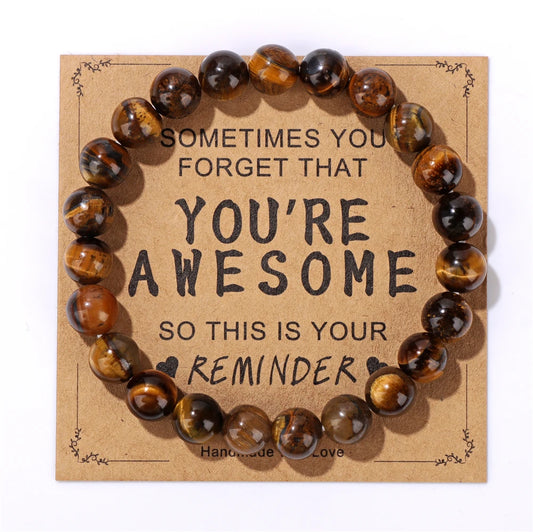 Luckacco Natural Rose Quartzs Bracelets For Women Men Relaxing Anxiety Energy Healing Natural Stone Bead Bracelet With Encouragement Card