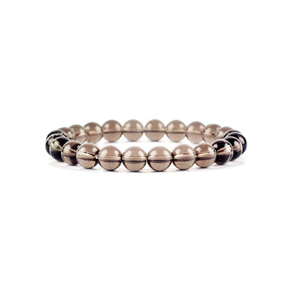 Luckacco Natural Rock Crystal Bead Bracelet Women Fashion Reiki White Clear Quartz Round Stone Strand Bangles Summer Jewelry Gift for Kid