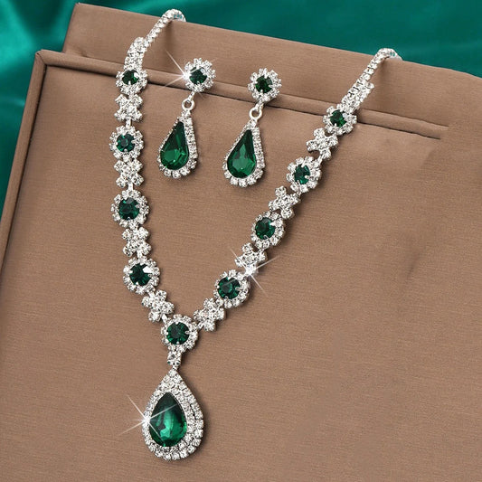 Luckacco 3-piece Women's Claw Chain Series Geometric Droplet Earrings Necklace Set Wedding Banquet Party Holiday Gift 8056