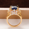Luckacco daily picks Gorgeous Dark Blue CZ Female Ring Dazzling Flower Design Aesthetic Women Accessories Anniversary Party New 2025 Jewelry