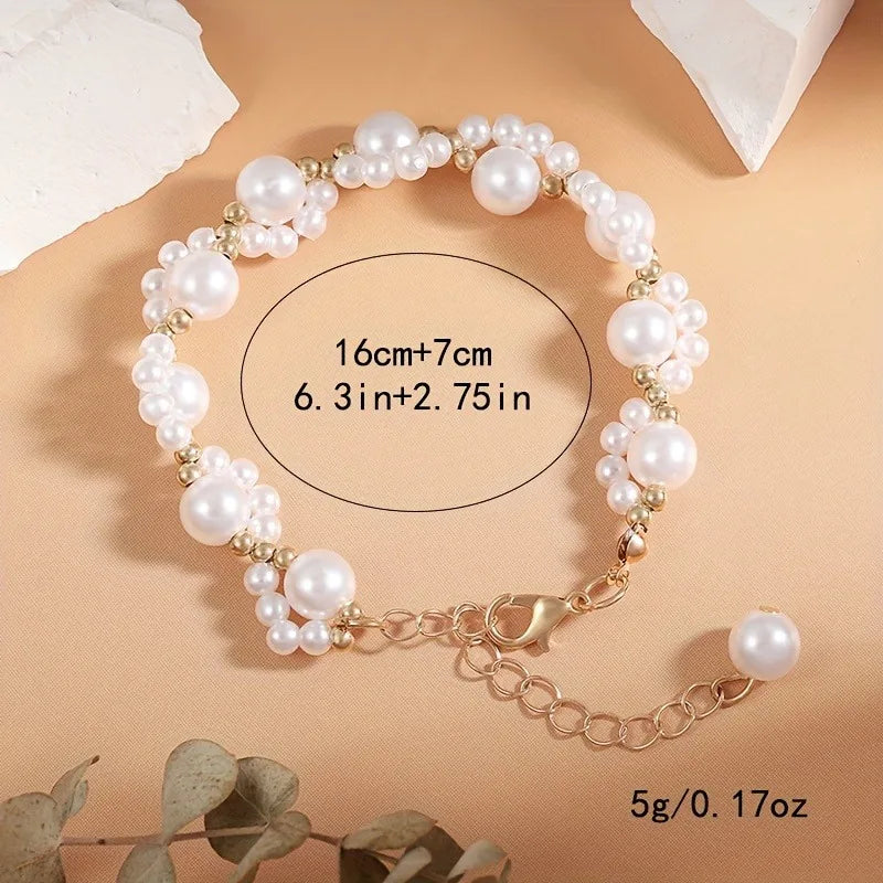 luckacco 1pc cute kitten paw faux pearl bracelet creative sweet jewelry bracelet daily wear exquisite gift for women's bracelet