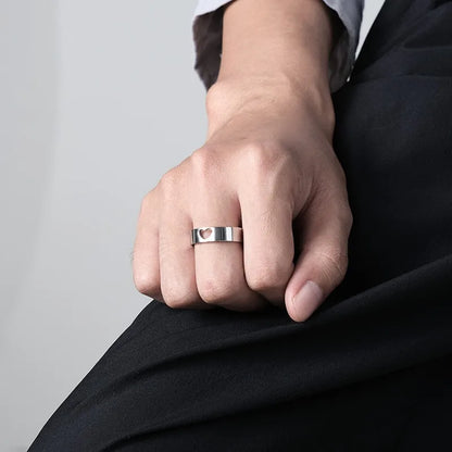 Luckacco Stainless Steel Hollow Heart Puzzle Couple Rings "I LOVE YOU" Engraved Wedding Band Ring for Women Men Size 5-12