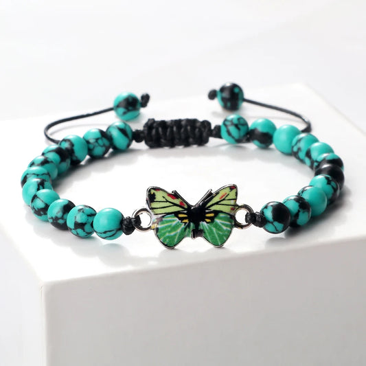 Luckacco Trendy Butterfly Beaded Bracelets For Women Men Natural Stone Beads Chain Bangles Handmade Female Bohemian Party Jewelry Gifts