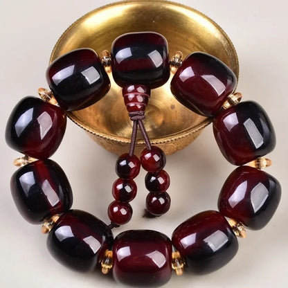 Luckacco Collection Authentic Tibetan Yak Horn Buddha Bead Bracelet for Middle-aged Bloodshot Hand String Body Sufficient Qi and Blood