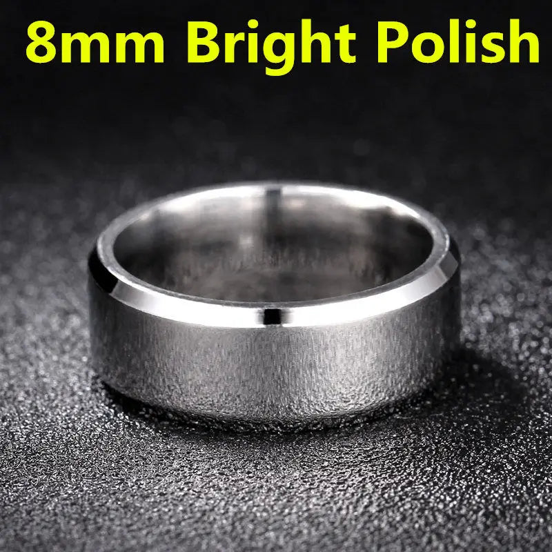 luckacco 4-8mm dull polish silver color titanium ring for men and women personalized ring customize engraved