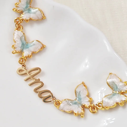Luckacco Customized Bracelet Gold Butterfly Bracelet Customized Name Women's Jewelry Gift Valentine's Day Gift