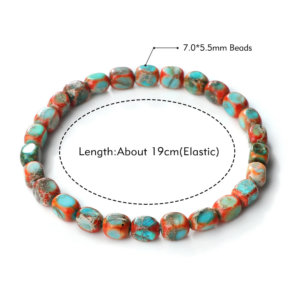 luckacco vintage emperor stone beaded bracelets natural stone charm elastic strand bracelet & bangle bohemian yoga jewelry for women men