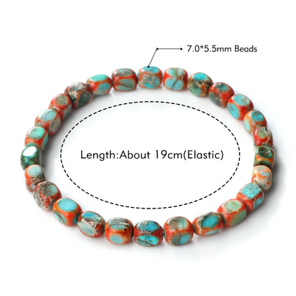 Luckacco Vintage Emperor Stone Beaded Bracelets Natural Stone Charm Elastic Strand Bracelet & Bangle Bohemian Yoga Jewelry for Women Men