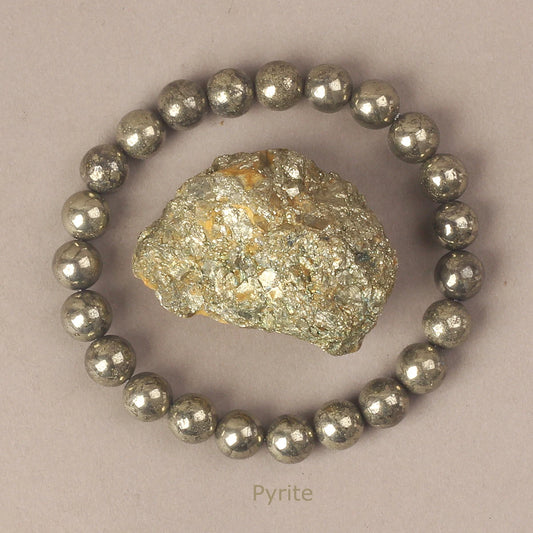 Luckacco 6/8MM Natural Pyrite Stone Bracelet for Men Promoting Blood Circulation Healing Energy Meditation Women Bracelets Jewelry Gifts