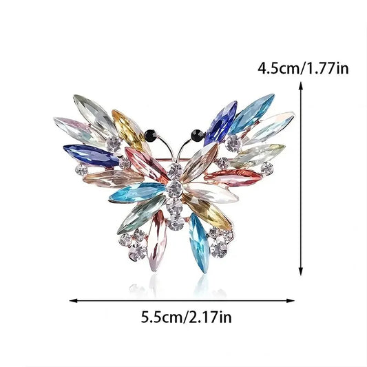 Luckacco Trendy Multicolour Alloy Butterfly Brooches For Women Metal Crystal Insect Brooch Party Birthday Winter Jewelry