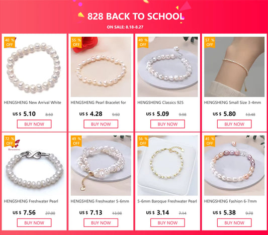 Luckacco HENGSHENG Freshwater 5-6mm 8-9mm White Pearl Double Baroque Bracelet 925 Sterling Silver Fine Jewelry Gifts for Women Girls
